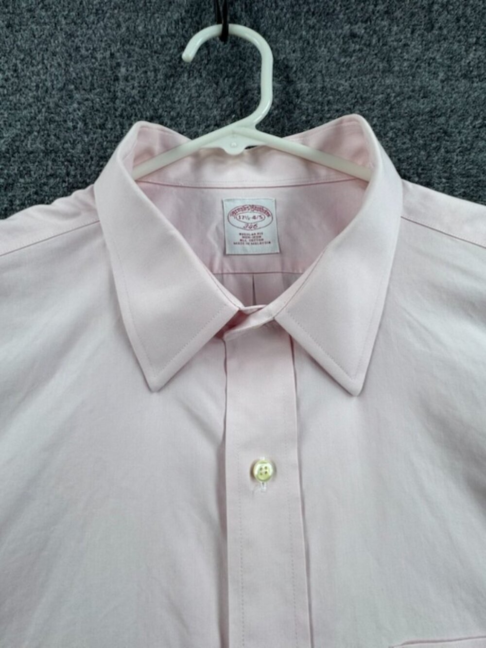 Brooks Brothers Mens 17.5 4/5 Non-Iron Pink Pocket Preppy Button Up Cotton Shirt
